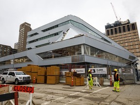 Work continues on the new Edmonton Public Library on Thursday, July 18, 2019. The controversial design of new library has caused a less than enthusiastic response from Edmontonians.
