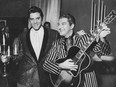 Elvis Presley and Liberace in Las Vegas, seen in this undated handout photo.