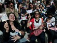 Dozens of young mothers held a public breastfeeding at the City Hall of Thessaloniki on November 6, 2016.