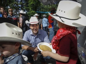 Prime Minister Justin Trudeau attends a pancake breakfast in Calgary, Alta., Saturday, July 13, 2019.THE CANADIAN PRESS/Jeff McIntosh