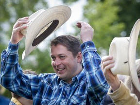 Conservative leader Andrew Scheer, attends a Stampede breakfast in Calgary, Saturday, July 6, 2019.