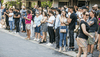 Fans gather across the street from Hazleton Hotel in Toronto’s Yorkville neighbourhood on Wednesday July 3, 2019, in hopes that Kawhi Leonard may be inside.