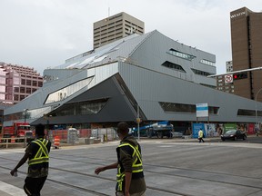 The Stanley Milner Library is seen under construction in Edmonton on July 16, 2019.