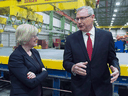 Irving Shipbuilding president Kevin McCoy with Public Services Minister Carla Qualtrough