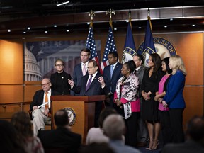 Representative Jerry Nadler, a Democrat from New York and chairman of the House Judiciary Committee, center, speaks during a news conference with Democratic members of the Judiciary Committee on Capitol Hill in Washington, D.C., U.S., on Friday, July 26, 2019.