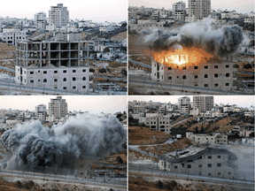 A series of photos shows a Palestinian building blown up by Israeli forces in the village of Sur Baher which sits on either side of the Israeli barrier in East Jerusalem and the Israeli-occupied West Bank, July 22, 2019.