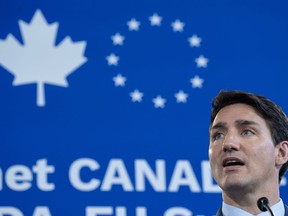 Prime Minister Justin Trudeau responds to a question during the closing news conference of the Canada-EU Summit in Montreal on Thursday, July 18, 2019.