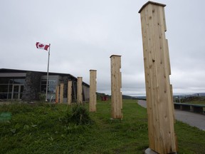 Posts are seen where a fence was removed by Parks Canada on Signal Hill in St. John's on Thursday, July 18, 2019.