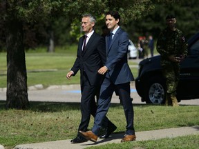 Prime Minister Justin Trudeau meets with Secretary General of the North Atlantic Treaty Organization (NATO) Jens Stoltenberg at Canadian Forces Base Petawawa, Ont. on Monday, July 15, 2019.