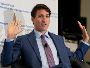 Prime Minister Justin Trudeau responds to a question during an armchair discussion at the Canadian Teachers Federation annual general meeting in Ottawa, on July 11, 2019.