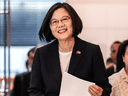 Taiwan President Tsai Ing-wen arrives at Taipei Economic and Cultural Office in New York City, July 11, 2019.