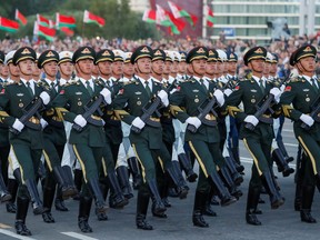 Chinese servicemen march during a military parade marking the Belarus Independence Day in Minsk, Belarus July 3, 2019.