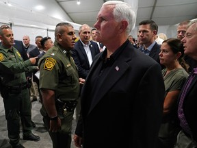 U.S. Vice President Mike Pence tours the Donna Soft-Sided Processing Facility in Donna, Texas, U.S. July 12, 2019.