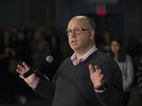 Ken Price, father of Samantha, one of last year's Danforth shooting victims, speaks at a press conference at Toronto's Danforth Music Hall,  calling for tighter gun controls in Canada,  on Friday February 22, 2019.