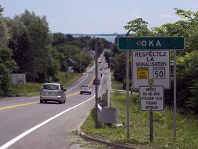 Highway 344 heading into the town of Oka is seen Thursday, June 18, 2015 in Kanesatake, Que.