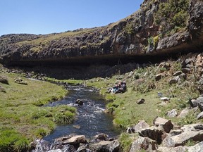 The Fincha Habera rock shelter, in the Bale Mountains of Ethiopia, about 11,000 feet above sea level. Humans lived here as long as 50,000 years ago.