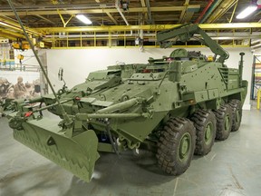 CP-Web.  A variant of the Light Armoured Vehicles, similar to the ones ordered by the Canadian Armed Forces, sits inside the General Dynamics Land Systems-Canada factory in London, Ont., Friday, Aug. 16, 2019.