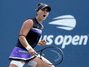 Bianca Andreescu of Canada reacts during her Women's Singles second round match against Kirsten Flipkens of Belgium on day four of the 2019 U.S. Open, Aug. 29, 2019.