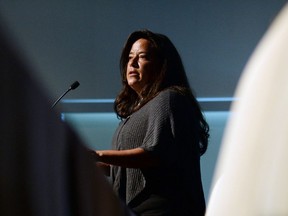 Former justice minister Jody Wilson-Raybould gives the keynote speech to the First Nations Justice Council in Richmond, B.C., on April 24, 2019.