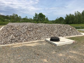 The biofilter composed of crushed tree roots is next to Lunenburg's sewage treatment plant in Lunenberg, Nova Scotia in this undated photo provided August 5, 2019. It absorbs the exhaust from the treatment plant to remove the stink that has wafted over parts of the town in recent summers.