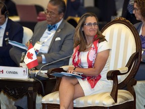 Canada's Foreign Minister Chrystia Freeland attends the Association of Southeast Asian Nations (ASEAN) Regional Forum in Bangkok, Thailand, Friday, Aug. 2, 2019.