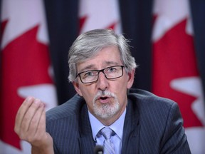 Privacy Commissioner Daniel Therrien holds a news conference to discuss his annual report in Ottawa on September 27, 2018. The main federal political parties have developed and published privacy policies, as required by a new law, but none has adopted the stringent measures Canada's privacy commissioner and chief electoral officer say are necessary to protect the personal information of voters.