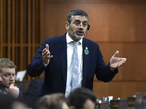 The New Democratic Party says it is removing Quebec MP Pierre Nantel as an NDP candidate "given confirmed reports" that he is in discussions with another party to run under their banner. NDP MP Pierre Nantel rises during Question Period in the House of Commons on Parliament Hill in Ottawa on Wednesday, June 5, 2019.