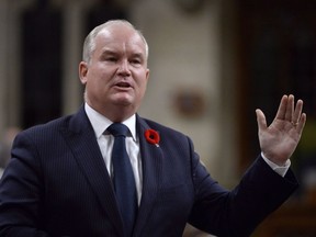 Conservative MP Erin O'Toole rises during question period in the House of Commons on Parliament Hill in Ottawa on Thursday, Nov.1, 2018. A Conservative government, if elected this fall, would work to fix Canada's relationship with Saudi Arabia by trying to build back rapport with the kingdom in areas that it considers of mutual interest.