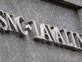 The SNC-Lavalin headquarters is seen in Montreal on February 12, 2019. A new poll suggests a scathing ethics report on Prime Minister Justin Trudeau's handling of the SNC-Lavalin affair hasn't so far hurt the Liberals' chances of re-election this fall -- and it hasn't helped the Conservatives.