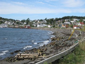 The waterfront in the historic town of Dildo, Newfoundland on the shores of Trinity Bay.