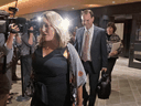 Liberal MPs Mona Fortier, Steve Mackinnon and Anita Vandenbeld head to a meeting of the House of Commons ethics committee on Parliament Hill in Ottawa, Aug. 21, 2019.