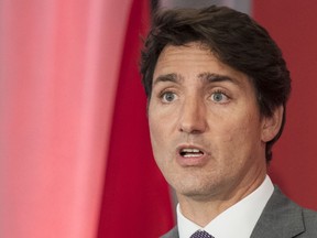 Prime Minister Justin Trudeau speaks to supporters during a Liberal Party of Canada event in Montreal, Sunday, Aug. 18, 2019.