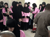 Russian women who have been sentenced to life in prison on grounds of joining the Islamic State stand in Baghdad’s Central Criminal Court, April 29, 2018.