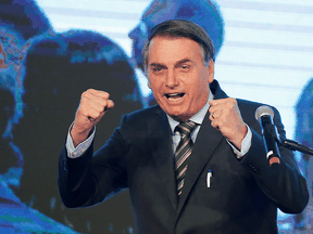 Brazil's President Jair Bolsonaro speaks at a steel conference in Brasilia on Aug. 21, 2019.