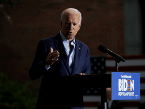 Democratic 2020 U.S. presidential candidate Joe Biden speaks at a campaign event at Keene State College in New Hampshire, Aug. 24, 2019.