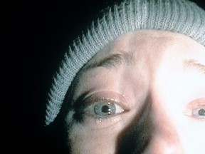Heather Donahue turns the camera on herself for her confession in the movie, The Blair Witch Project.