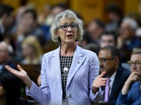 President of the Treasury Board and Minister of Digital Government Joyce Murray rises during Question Period in the House of Commons on Parliament Hill in Ottawa on Tuesday, June 4, 2019.