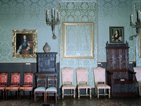 Empty frames in the Titian Room of the Isabella Stewart Gardner Museum, site of a brazen heist of a Vermeer, a Rembrandt and other masterworks, in Boston, March 18, 1990.