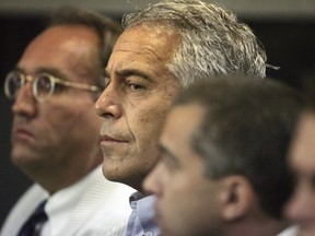 In this July 30, 2008 file photo, Jeffrey Epstein appears in court in West Palm Beach, Fla.