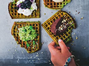 Spinach and cottage cheese waffles
