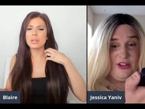 Jessica Yaniv brandishes a taser during a heated online debate with Blaire White.