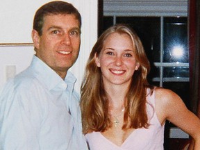 Virginia Roberts photographed with Prince Andrew in early 2001.