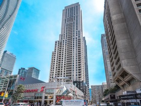 The 48-storey highrise has about 600 suites and comes with amenities such as a concierge, a games room and a gym