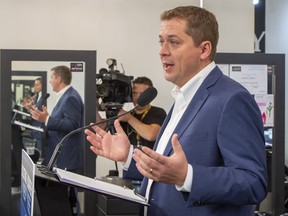 Federal Conservative leader Andrew Scheer speaks at a campaign event in Winnipeg on Tuesday September 17, 2019.