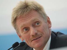 In this handout image provided by Host Photo Agency, Russian presidential press secretary Dmitry Peskov speaks during a briefing at the G20 Growth Agenda meeting on September 5, 2013 in St. Petersburg, Russia.