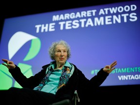 Canadian author Margaret Atwood gives a press conference following the release of her new book 'The Testaments' a sequel to the award-winning 1985 novel "The Handmaid's Tale" in London on September 10, 2019.