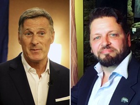 A composite photo with the PPC's Maxime Bernier on the left and the Rhino Party's Maxime Bernier on the right.
