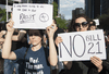 People protest against the Quebec government’s Bill 21 in Montreal, June 17, 2019.