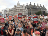 Anti-Brexit protesters at a rally outside the Houses of Parliament, in London, Sept. 3, 2019.