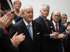 Former Prime Minister Brian Mulroney takes part in a ceremony to officially open the Brian Mulroney Institute of Government at St. Francis Xavier University in Antigonish, N.S., on Sept. 18, 2019.